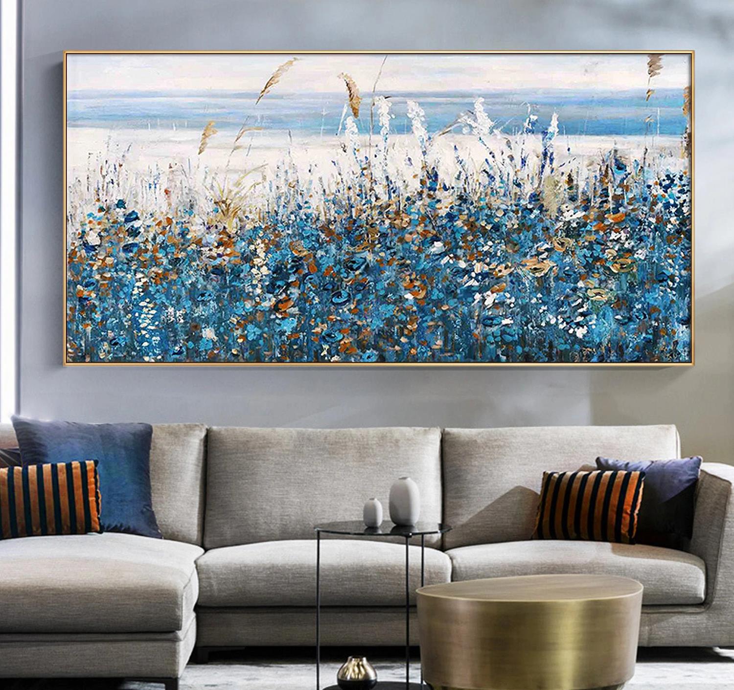 blue horsetail grass wall art texture Oil Paintings